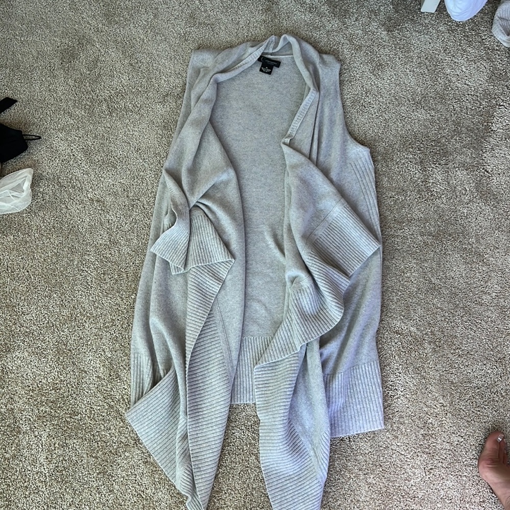 Cashmere sleeveless duster vest